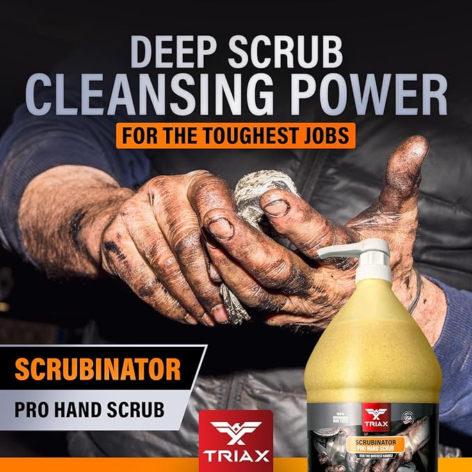 TRIAX Scrubinator - Heavy Duty Hand Scrub and Cleaner - Removes Tough Grease, Dirt, Grime, and Odors - No Toxic Solvents or Harsh Chemicals - Moisturizers to Protect Skin (1 Gallon)