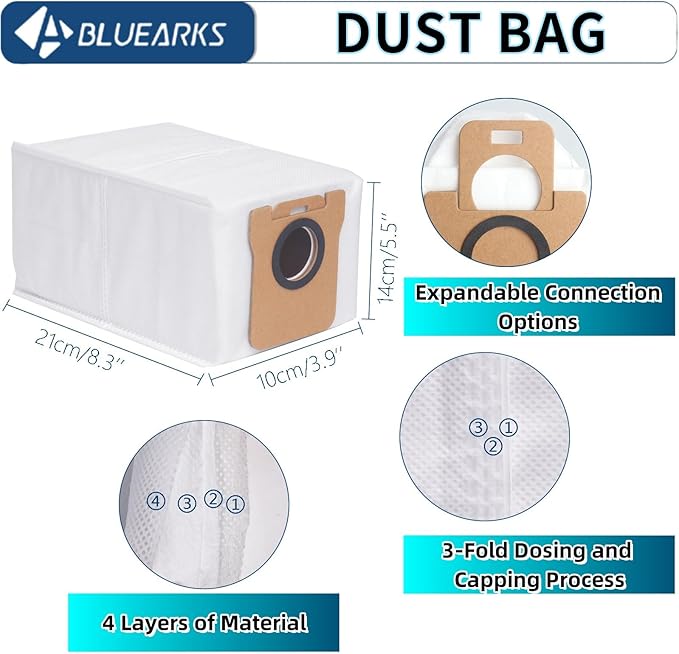 Bluearks 23Pcs Replacement Parts for Dreame L10S Ultra/Dreame L10s Ultra【Not for L10s Pro Ultra Heat】 Vacuum Cleaner Accessories Kit,1 Main Brush,4 HEPA Filters,6 Mop Pads,6 Dust Bags,6 Side Brushes