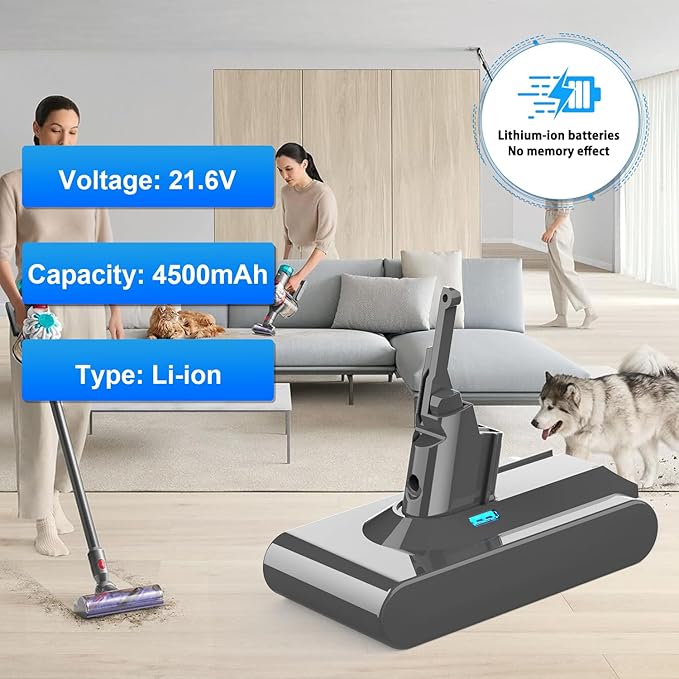 BECDXPal V8 Battery Replacement, 4500mAh 21.6V Replacement Battery for D-yson V8, Compatible with V8 Series SV10 V8 Animal V8 Motorhead V8 Absolute V8 Carbon Fiber V8 Fluffy Cordless Vacuum Cleaner