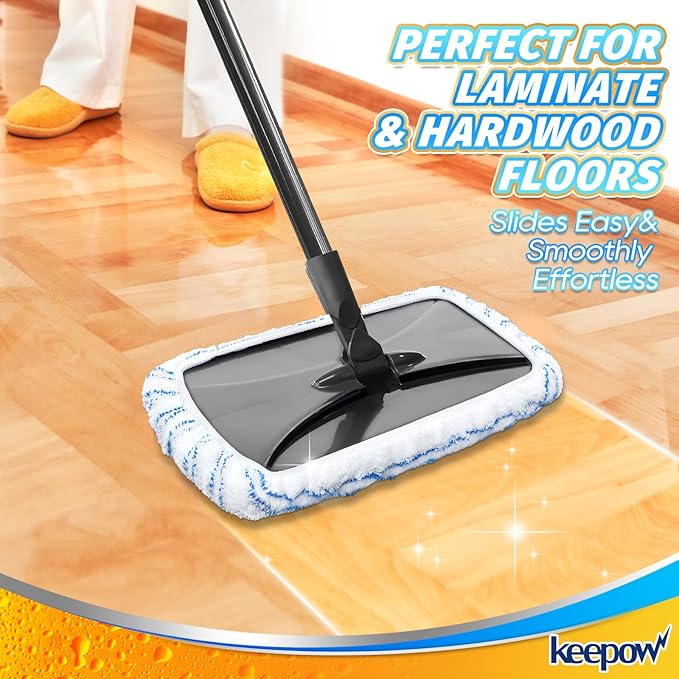 KEEPOW Reusable Mop Pads Compatible with O Cedar Hardwood Floor'N More Microfiber Mop, Mop Refill Heads Replacements for Wet and Dry Use, 15x8 Inch (2 pcs)