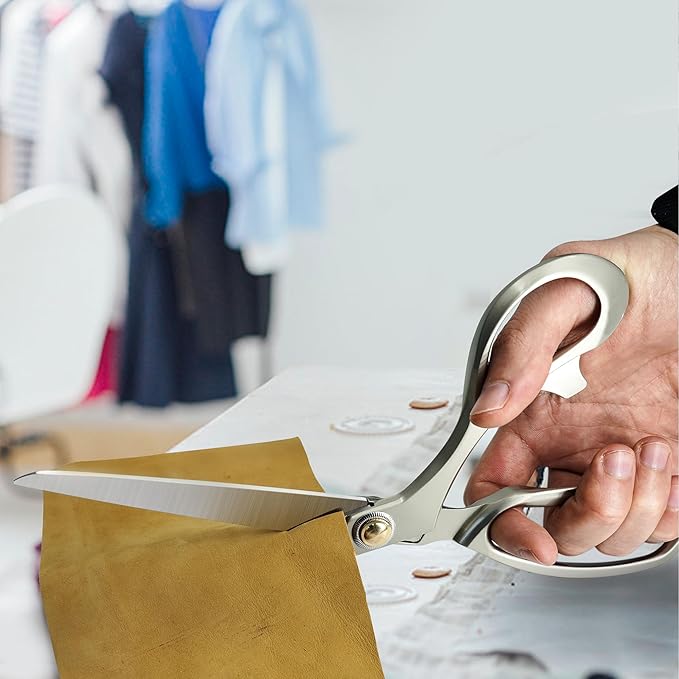 9.5 Inch Sewing Scissors,Heavy Duty Tailor Scissors Shears Ultra Sharp Fabric Scissor Comfort Grip Household Scissor for Cutting Fabric, Leather Raw Materials（Silver）