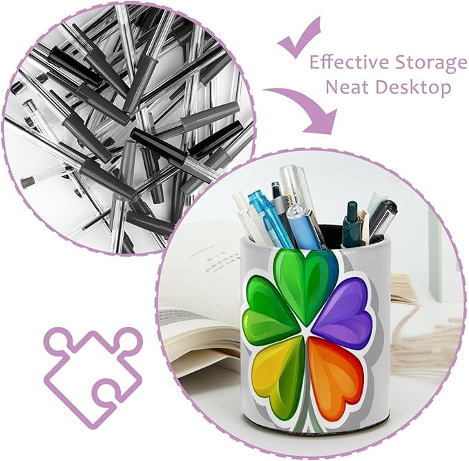 Rainbow Clover (2) Pen Holder Stand Pencil Cup Pot Desk Organizer Makeup Brush Holder