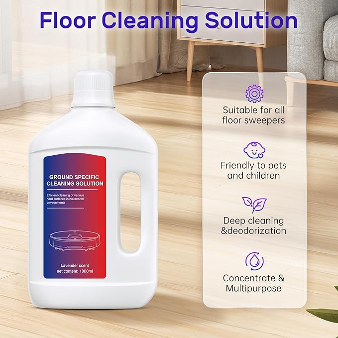 Nukisa Lavender Floor Cleaning Solution 1L Compatible with Dreame Wet & Dry Vacuum and Robot， Residue & Streak Free,Suitable for All Robot Vacuum Cleaners and Wireless Wet Dry Dual-Use Vacuum Cleaners