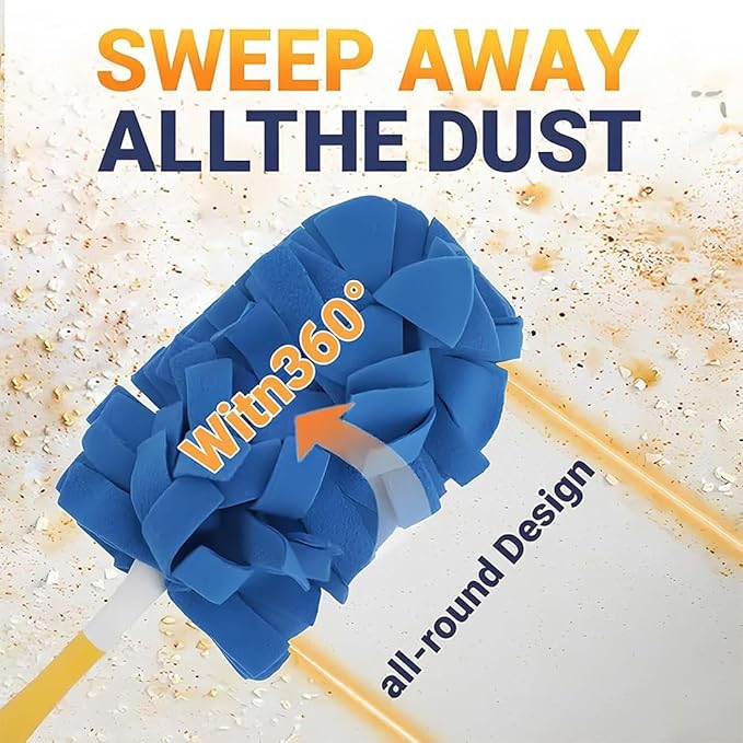 360° Electrostatic Duster Refills — The Sustainable Choice for a Dust-Free Home, Washable Reusable Duster Pads with Microfibers, Heavy Duty Dusters for Cleaning (1 Handle + 3 Refills)