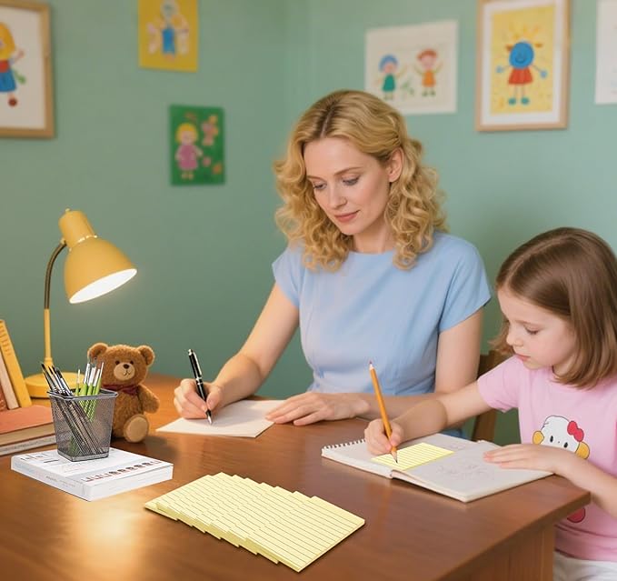 Lined Sticky Notes 3x5 Inch, 8 Sticky Note Pads (400 Sheets),Post Stickies Yellow Large Sticky Notes, Easy-Peel Adhesive, for Reminders, Lists, Planning, Office, School, and Home Organization