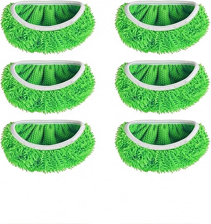 Sakerplus Chenille Mop Refill Pads for Home Use– Replacement Mop Heads for Floor Cleaning,Fits Most Standard Mops, for Hardwood Tile Laminate Floors (Green 6PCS)