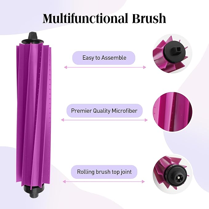 Replacement Accessories for Eureka E20 Plus Robot Vacuum,1Rubber Main Brush,2Mop Pads,2Filters,2Base station filter,4Side Brush.