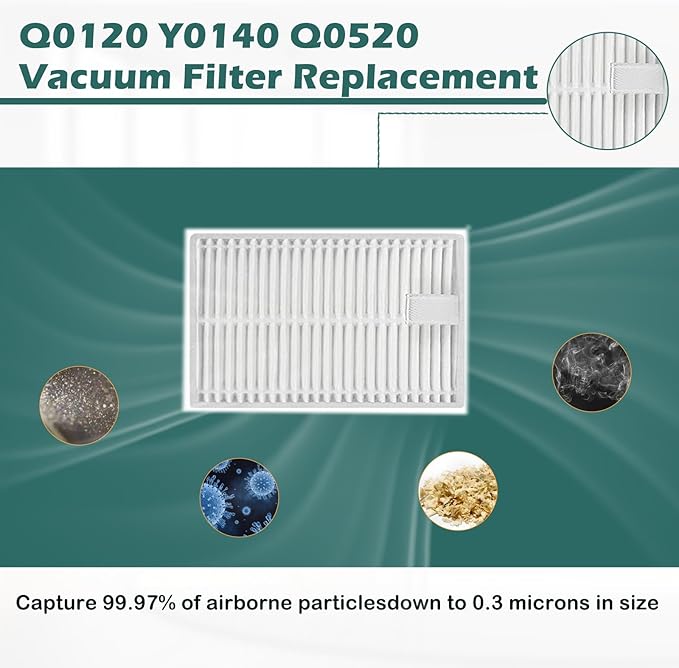 DovLazm 19 Pcs Replacement Parts for iRobot Roomba Combo Essential Q0120 Y0140 Q0520 Y0110 Y0120 Y0142 Q011 Robot Vacuum Cleaner Accessories，2 Roller Brushes，4 Filters，4 Mop pads，8 Side Brushes