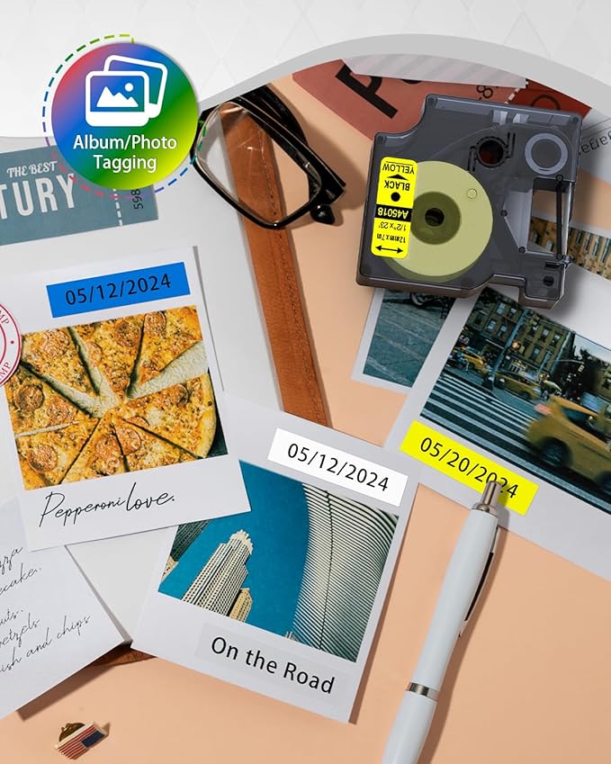 Anycolor 6-Pack Replace for Dymo D1 Label Tape 1/2" dymo Label Maker Refills D1 45013 45010 45016 45017 45018 45019 for LabelManager 160 280 PnP 360D 210D 420P COLORPOP Labeler, 12mm x 7m