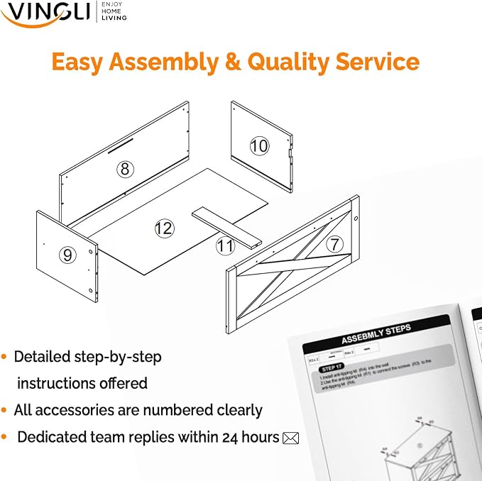 VINGLI 2 Drawer File Cabinet with Lock, Home Office Filing Organizer, for Letter Legal A4 Size File Folder Storage, Modern Farmhouse, Wood Lateral Filing Cabinet, Archivador (Rustic Gray)