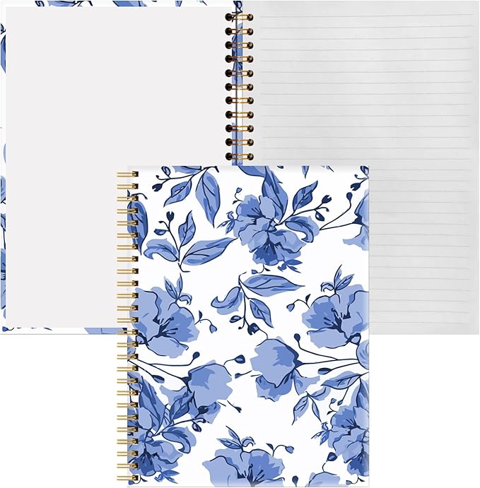 Spiral Notebook A5, Hardcover Journal for Women, 120 Pages Thick College Ruled Paper, Perfect for Office, School, or Home Use(Watercolor Flowers)