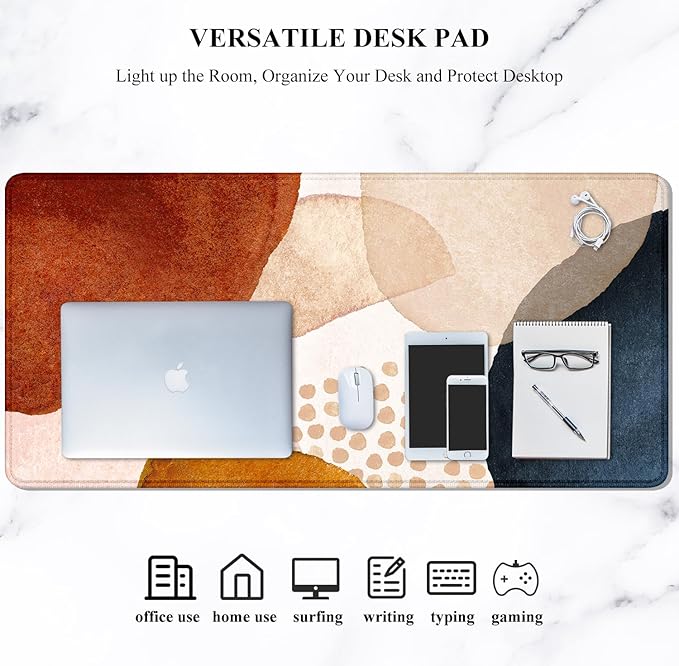 Auhoahsil Large Mouse Pad, XXL Desk Pad, Extened Mousepad 31.5" x 11.8", Non-Slip Rubber Base, Stitched Edges, Superior Surface, Gaming Keyboard Mat, Waterproof Desk Pad, Abstract Stone