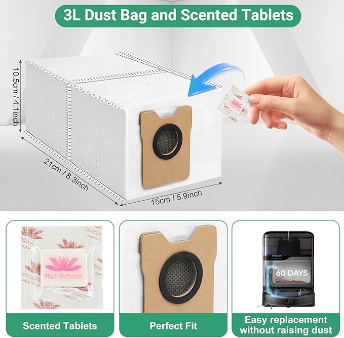26-Piece Accessories Kit for Eufy Robot Vacuum C10 – Includes: 2 Main Brushes, 4 Filters, 6 Side Brushes, 6 Dust Bags, 6 Scented Tablets, 1 Cleaning Brush & 1 Screwdriver