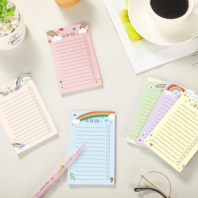 300 Sheets to Do List Notepad Daily Checklist Sticky Notes Cute Undated Memo Pad Color Block to Do Note Pad Weekly Plan Agenda and Organizer Planners for College(Rainbow Style,3.14 x 5.11 Inch)