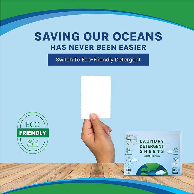 100 Laundry sheets 200 loads | fragrance free product - Laundry Detergent Sheets, Eco-Friendly, Plant-Based, Hypoallergenic, No Plastic Jug Kindly (Fragrance Free)
