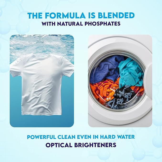 Laundry Detergent Powder with Phosphate - For All Machines, Fresh Clean Scent - Mess-Free - With Scoop - Safe for All Fabrics, Greywater & Septic… (46 Ounce Pack of 1)