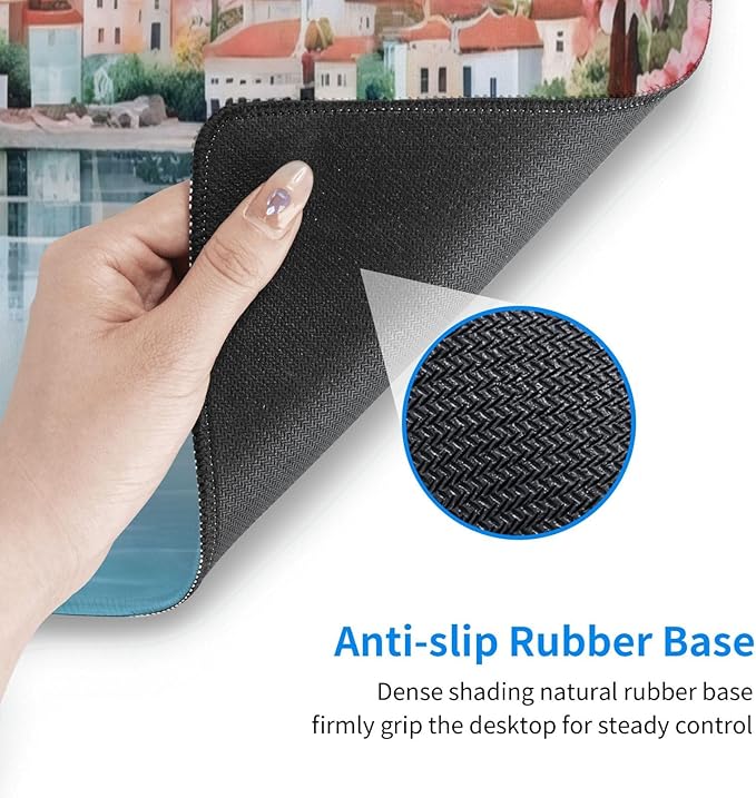 Gaming Mouse Pad, Large Non-Slip Rubber Base Mousepad, Keyboard Mouse Mat, Desk Pad with Stitched Edges, 31.5x11.8inch, Laker Town