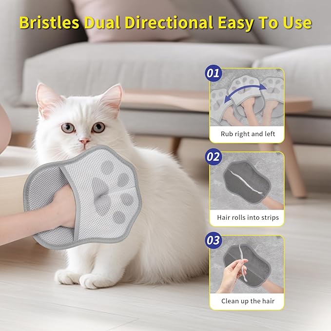Pink Pet Hair Removal Glove: Reusable Electrostatic Pet Hair Remover for Dogs & Cats - Magic Brush & Deshedding Tool for Fur Removal, electrostatic gloves, dog shedding tool (pink)
