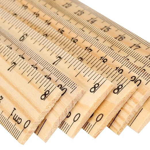 JAPCHET 144 Pack 8 Inch Wooden Rulers, Wooden Rulers Bulk 2 Scale Wood Measuring Rulers for School, Student, Office, Clothing Measuring
