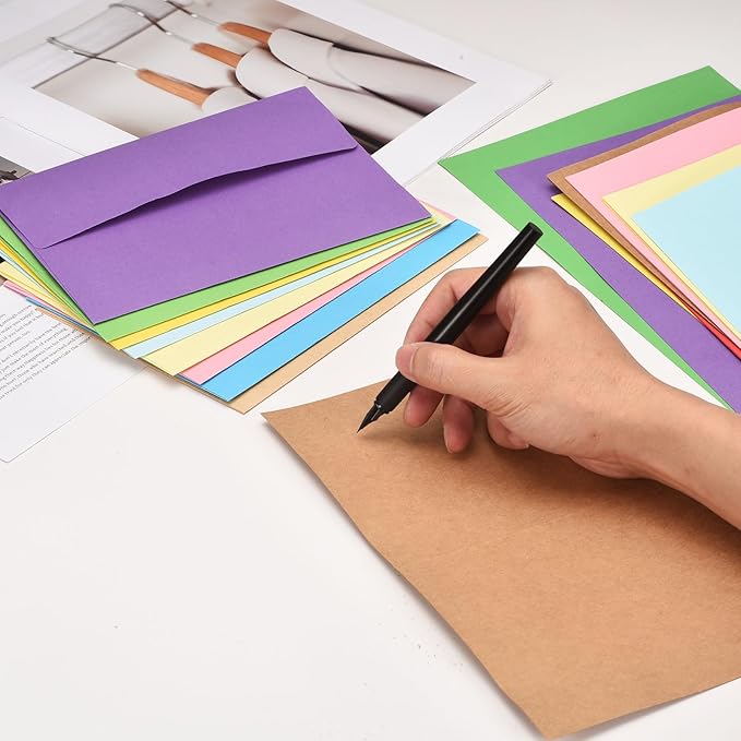 PATIKIL 50Pack Light Green 5x7 Blank Cards and Envelopes, Self Seal A7 Envelopes with Folded Cardstock Small for Greeting Cards Wedding Greeting Birthday Invitations Letter Mailing