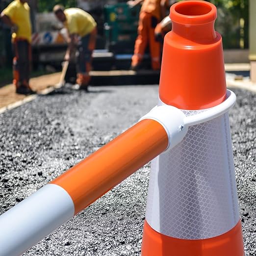 Fluorescent Orange PVC Traffic Cones, Heavy-Duty Black Base Garage Parking Lot Cone Structurally Stable Weatherproof Road Construction Safety Cones (4, Orange, 28" Large)