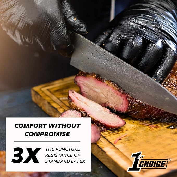 1st Choice Black Nitrile Gloves Disposable Latex-Free 5 Mil Textured for Cooking, Cleaning, Food Prep, XXL, 2 Boxes of 100