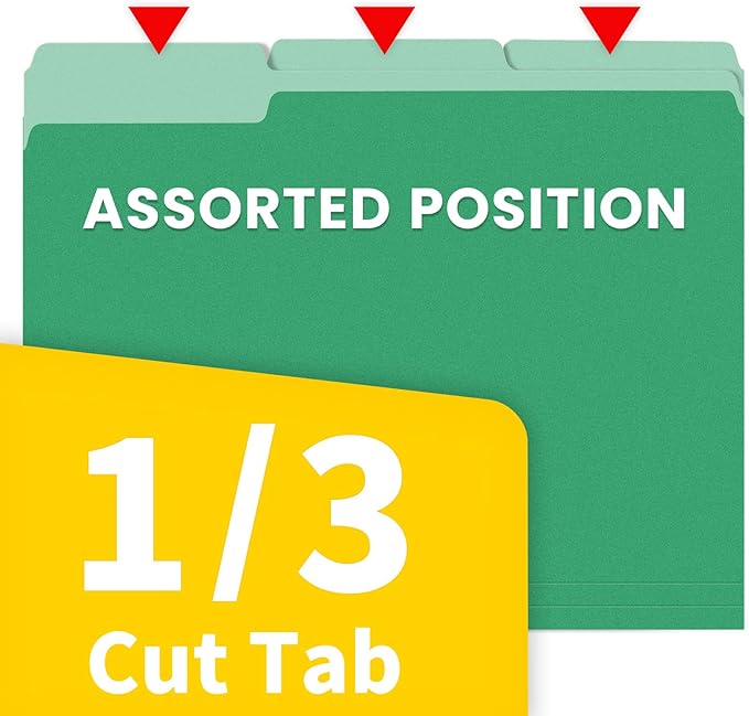 SUNEE File Folders, 120 Pack Manilla Folders 8.5 x 11, Colored File Folders Home Office School Supplies for Documents Files Paper, Green