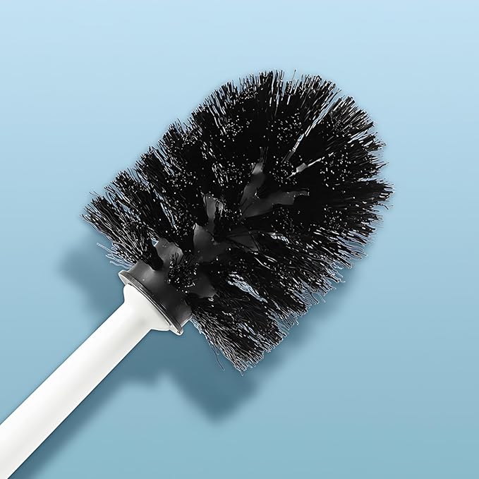 YRXEFY Toilet Brush and Holder Set, Premium Quality Bathroom Cleaning Tool with 15.8 Inch Solid Handle, Dense Bristles for Under-Rim Cleaning, Automatic Ventilation Design, White