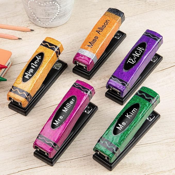Personalized Glitter Stapler for Teacher with Name, Custom Back to School Supplies Appreciation Gift for Teacher