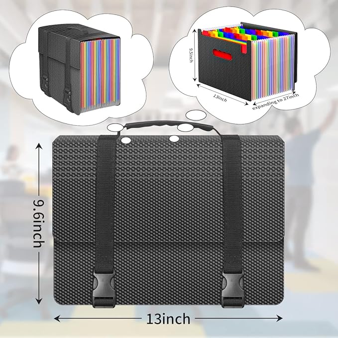 Expanding File Folders,Accordion File Organizer with Handle,25 Pockets Portable Filing Box for Paperwork Documents Paper,A4/Letter Size