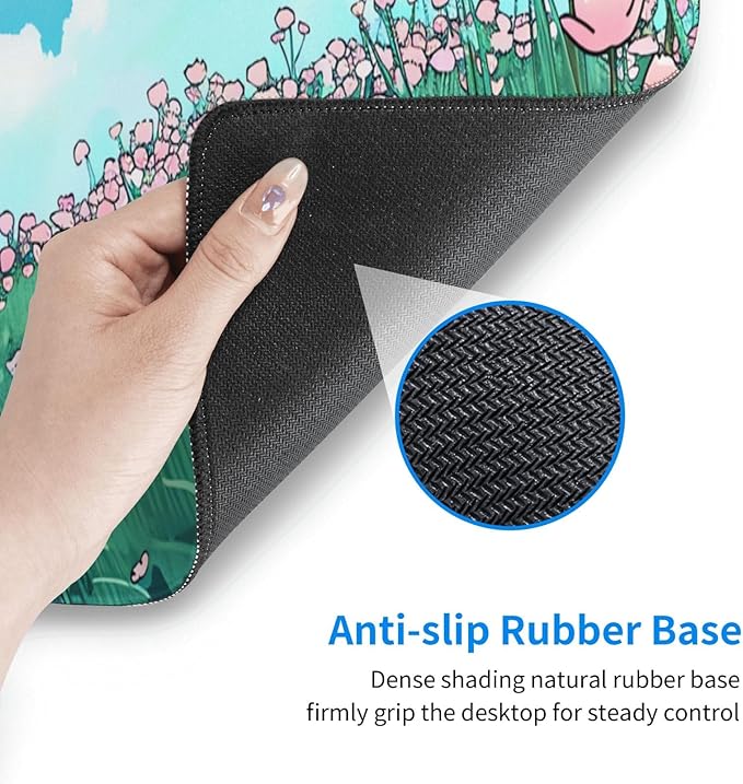 Anime Flower Gaming Mouse Mat Extended Large XL Mouse Pad Desk Mat Non-Slip Rubber Mice Pads Stitched Edges for Office and Home,31.5 X 11.8 X 0.12 Inches