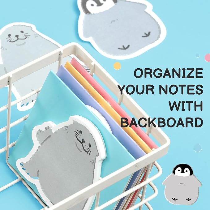 M&G Chubby Animal Sticky Notes, 4 Pads 120 Sheets, 3 x 2 Inch Cute Cartoon Memo Pads, Foldable Stand Self-Stick Notes for School Office Home