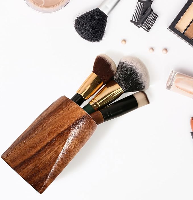 Acacia Wooden Pen Pencil Holder for Desk, Multi-purpose Pencil Cup for Office/School/Home, Pen Organizer Desk Accessories, Also Suitable for Makeup Brush Holder