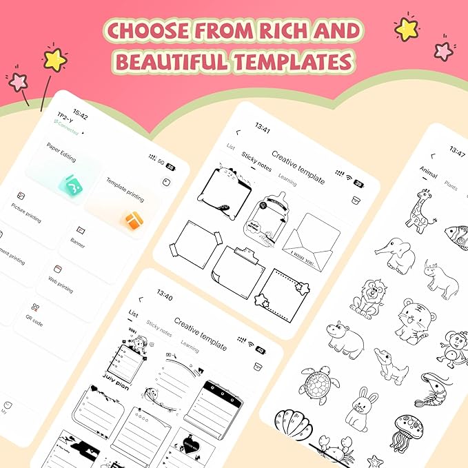 vretti Sticker Printer - TP2-Y Mini Portable Thermal Printer Inkless Sticker Maker Machine Bluetooth Label Maker Pocket Instant Print for Study Graphics, Anatomical Diagrams, Photos, Students