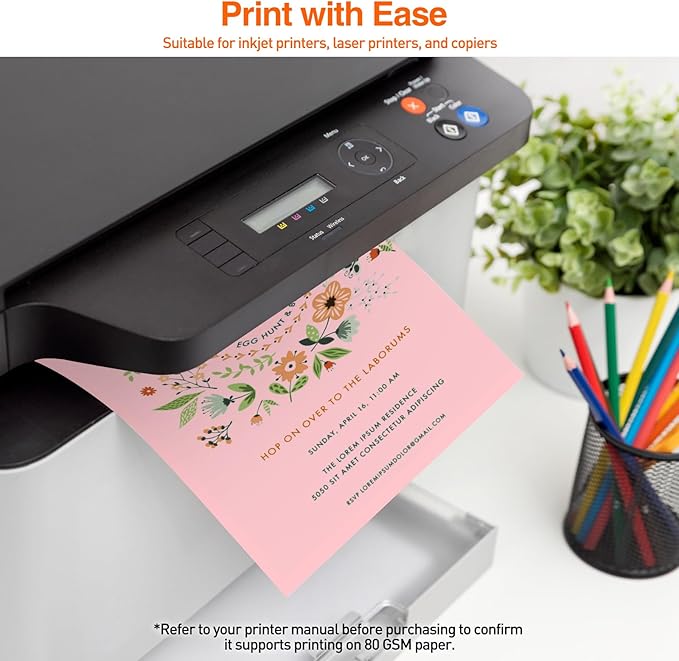 MAXECHO 8.5" × 11" Bulk Colored Copy & Print Paper, 200 Sheets 10 Assorted Colors Printer Paper Computer Paper Suitable for Origami, Crafts, DIY Projects, 80 GSM