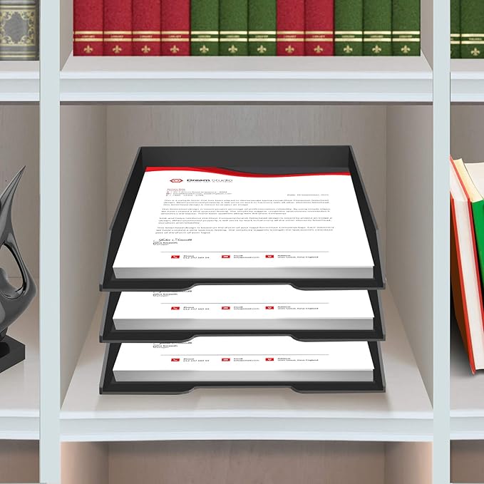 Acrimet Stackable Letter Tray Front Load, Letter Size, Plastic, Black Color, 1 Unit