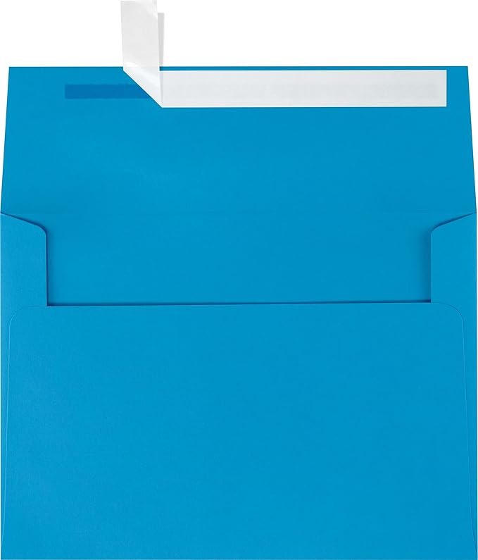 LUXPaper A7 Invitation Envelopes | Peel & Press | 5 1/4" x 7 1/4" | Pool Blue | 80lb. Text | 50 Qty