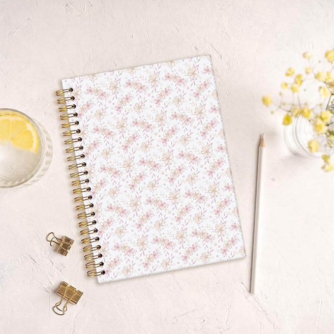 MOFUYU Pastel Pink Cute Notebook for Girls, Pretty Notebook Gifts for Women,Coquette Pink Bow Floral Journal A5,Spiral Notepad for Daily Writing,Pretty Gift for Teen Girls or Students