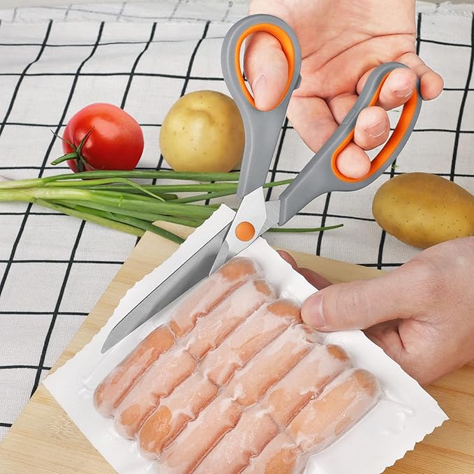 Kitchen Scissors Set, Knife-Grade Stainless Steel, TPR Comfortable Handle All Purpose Scissors, Include One Poultry Shears and Four Different Sizes of Cooking Scissors, Perfect Kitchen Partner