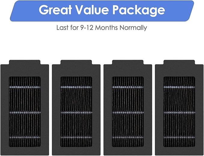 (4 Pack) T50 Pro Omni Replacement HEPA Filters for ECOVACS DEEBOT T50 Pro Omni/ T50 Omni/ T30C Robot Vacuum, Accessories Kit, Upright Filter, Vacuum Filter (NOT FOR T50 Max Pro Omni)