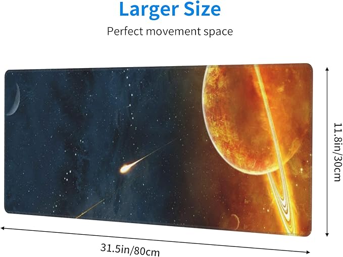 Cosmic Planet Comet Large Mouse Pad, Gaming Desk Mat, XL Keyboard Desk Pad Mat for Desktop, 31.5"x11.8" Non-Slip Base Big Mousepad with Stitched Edges