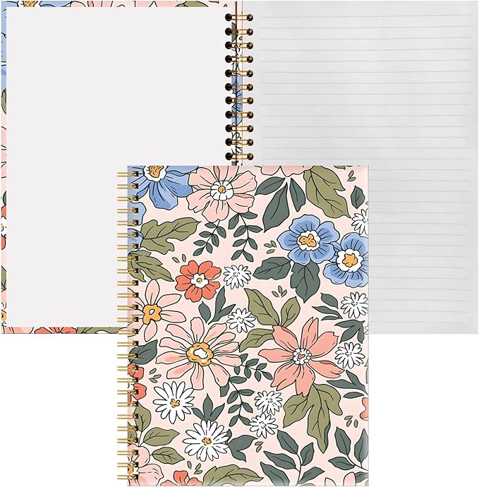 Spiral Notebook A5, Hardcover Journal for Women, 120 Pages Thick College Ruled Paper, Perfect for Office, School, or Home Use(Elegant Floral)