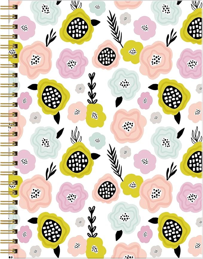Spiral Journal Notebook for Women,A5 College Ruled Notebooks 6"x 8.4", 120 Pages Lined Journal with Premium Thick Paper,Perfect for School Office Home Gifts(colorful flower plants)