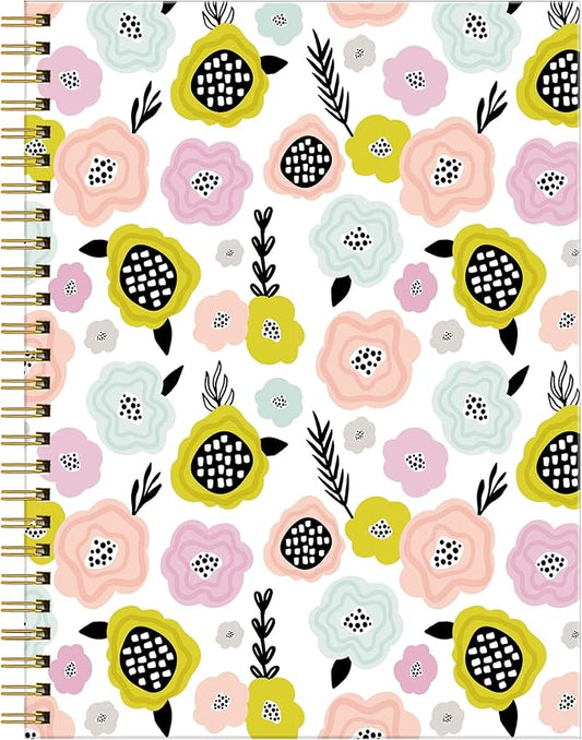 Spiral Journal Notebook for Women,A5 College Ruled Notebooks 6"x 8.4", 120 Pages Lined Journal with Premium Thick Paper,Perfect for School Office Home Gifts(colorful flower plants)