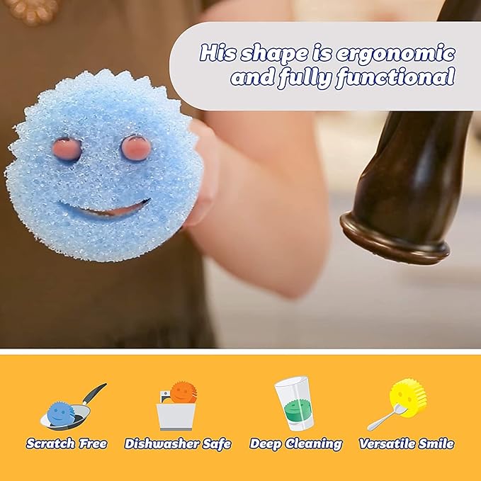 Scrub Daddy Sponge Set - Colors - Scratch-Free Scrubbers for Dishes and Home, Odor Resistant, Soft in Warm Water, Firm in Cold, Deep Cleaning, Dishwasher Safe, Multi-use, Functional (6 Count)
