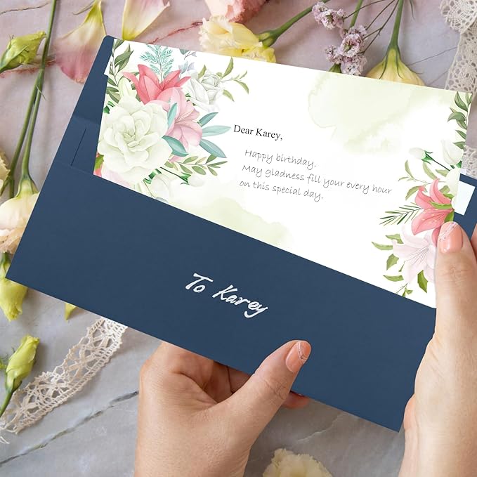 50 Pack Navy Blue #10 Business Envelopes, Standard Envelopes Self Seal, 4 1/8 x 9 1/2 Inch Letter Size Business Mailing Envelopes for Checks Invoices Statements Baby Shower Wedding Birthday Graduation