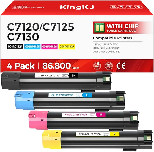 VersaLink C7120 C7125 C7130 High Capacity Toner Cartridge 4-Pack 006R01824 006R01825 006R01826 006R01827 Replacement Compatible for Xerox VersaLink C7120 C7125 C7130 Printer Black Cyan Magenta Yellow