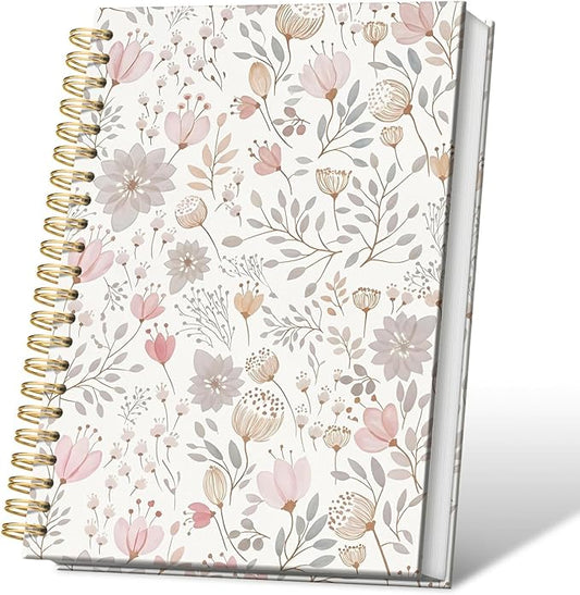 Boho Flower Pastel Notebooks Journal College Ruled, Floral College Ruled Notebooks for Note Taking, Girly Wildflower Pretty Journal Journaling, Spiral Notebook 5.5x8.3