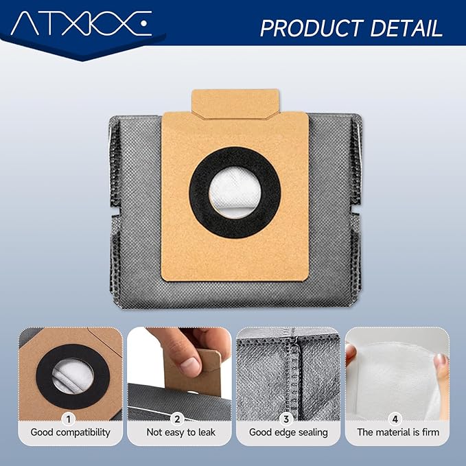 ATXKXE 12 pack X10 dust Bags for eufy X10 Pro Omni Robot Vacuum and X8 Pro with Self-Empty Station, 4-Layer Replcement Bags
