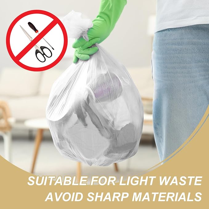 Magesh 12-13 Gallon Trash Bag Strong, Leakage-Free, Medium Garbage Bags Unscented Thick for Office, Kitchen Small Trash Can, 80L, 105 Bags, Clear